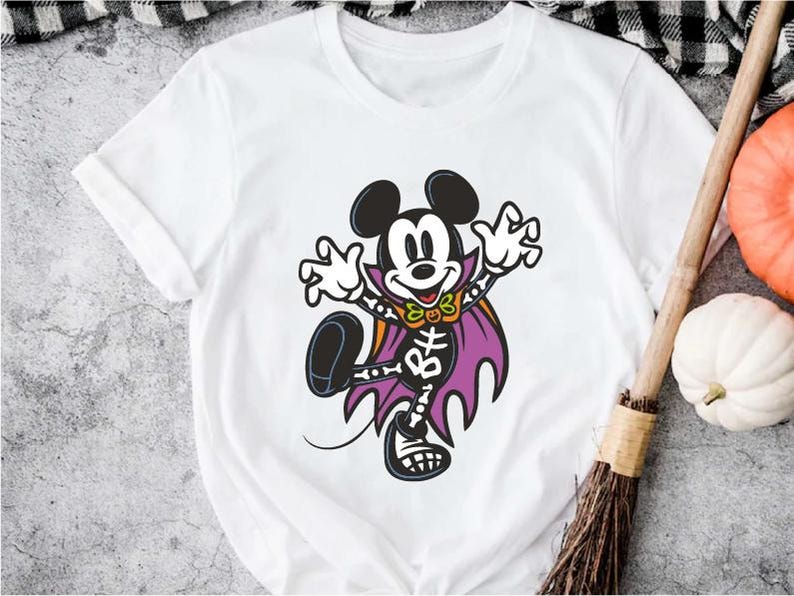 Disney Scary Mickey Mouse T-Shirt, Mickey Ghost Tee, Disney Halloween Sweatshirt, Halloween Disney Family Trip, Mickey Skeleton Shirt 
 TD1508 09