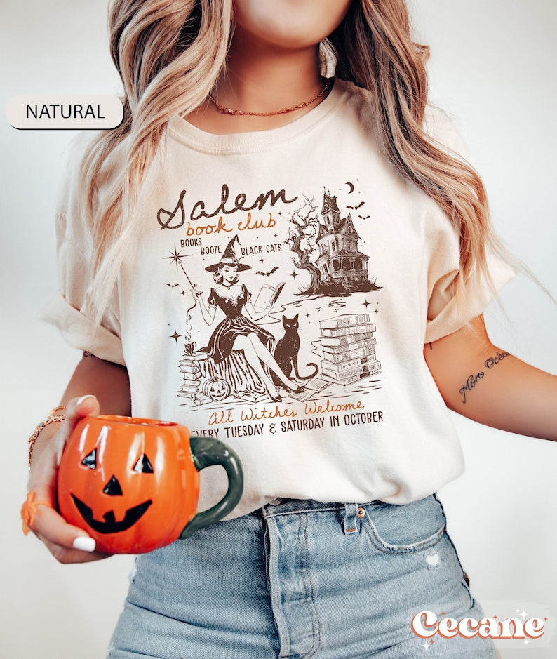 Salem Book Club Shirt, Bookish Halloween Shirt, Spooky Reader Shirt, Funny Book Lover, Salem Witches Shirt, Spooky Season Thriller Reader