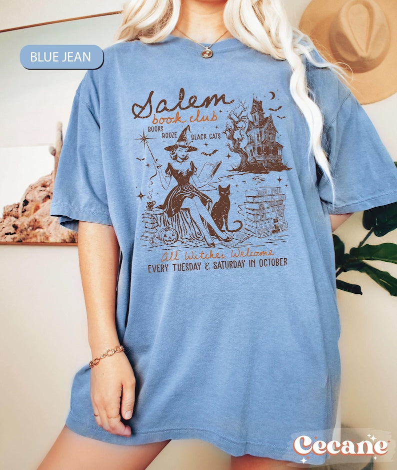 Salem Book Club Shirt, Bookish Halloween Shirt, Spooky Reader Shirt, Funny Book Lover, Salem Witches Shirt, Spooky Season Thriller Reader