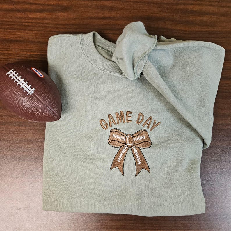 Embroidered Football Sweatshirt Crewneck, Game Day, Fall, Cozy Sweater, Cozy Season, Gifts for Her Cozy Sweater Gift for Friend EMHA1009S