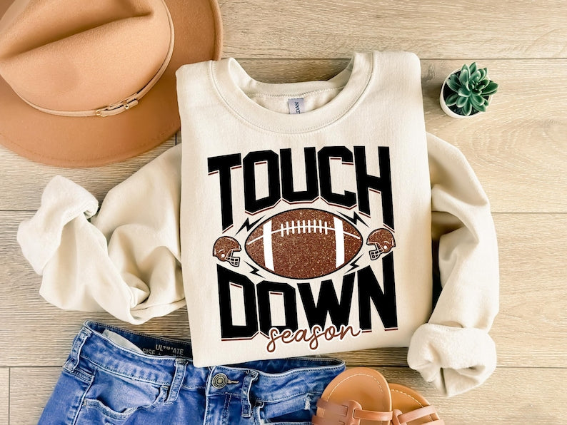 Retro Football Shirt, Touch down season Shirt, Glitter Football Shirt, Football Mama mom Shirt,Sublimation T Shirt Design, Football Season
 TD1508 17