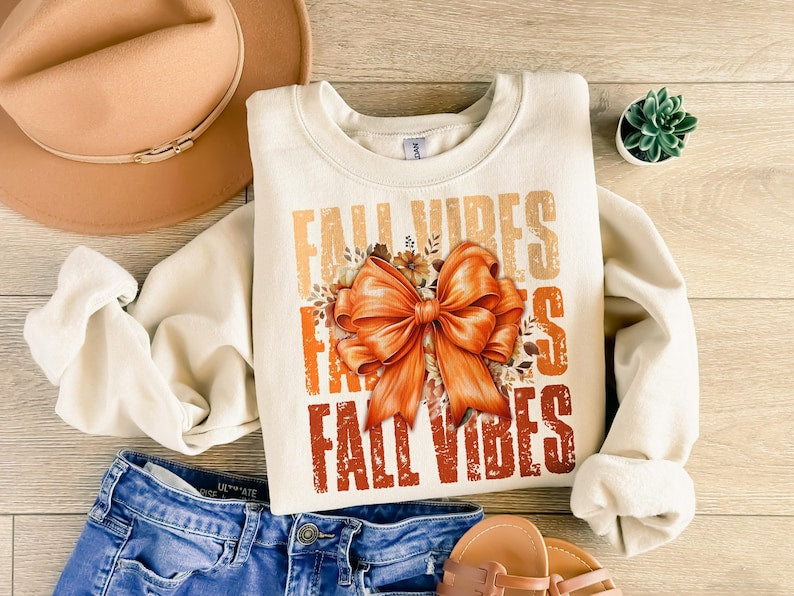 Fall Vibes Shirt, Retro Fall Coquette Bow Shirt, Fall T Shirt Shirt, Autumn Pumpkin Shirt, Autumn Sublimation Shirt Design TD1508 18