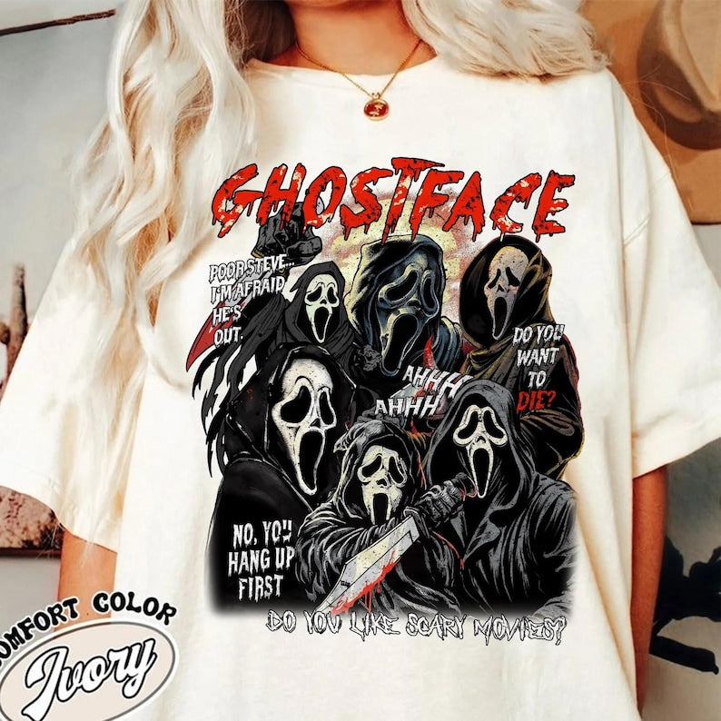 Vintage Ghostface Shirt, Horror Movie Shirt, Scream Shirt, Vintage Scary Movie Shirt, Horror Movie Fan Gift, 90s Halloween Shirt, Retro 
 TD1508 14