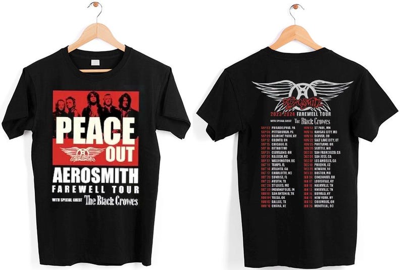 Aerosmith 2024 Peace Out Farewell Tour T-Shirt Music Unisex T-Shirt, Aerosmith 2024 Peace Out Farewell Shirt, Aerosmith Tour Shirt