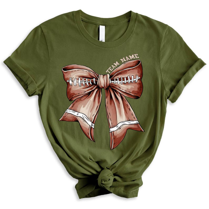 Custom Football Bow Shirt,Football Season Shirt for Women,Football Sport Shirt,Football Mom T-Shirt,Gameday Football,Coquette Bow,Girls Bow 
 SC1408 04