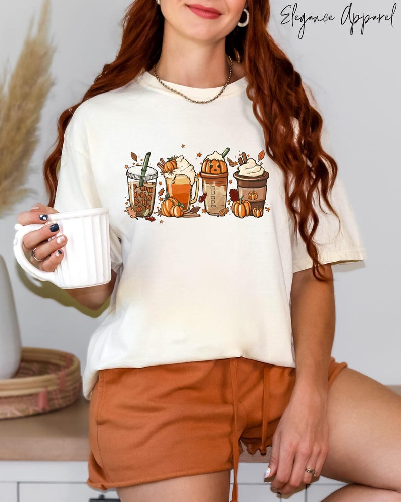 Fall Coffee Pumpkin Shirt, Coffee Latte Shirt,Halloween Shirt, Fall Shirt,Retro Halloween Shirt,Pumpkin Shirt 
 TD1508 07