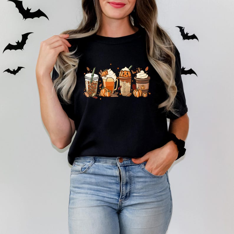 Fall Coffee Pumpkin Shirt, Coffee Latte Shirt,Halloween Shirt, Fall Shirt,Retro Halloween Shirt,Pumpkin Shirt 
 TD1508 07