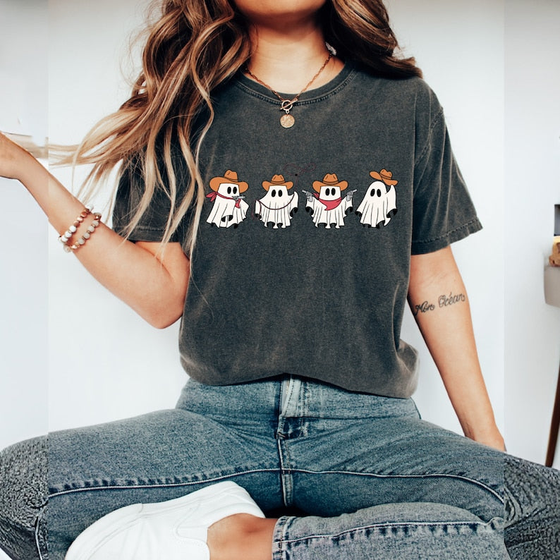 Cowboy Ghosts Shirt, Halloween Cowgirl Ghosts Shirt,Howdy Halloween Shirt Shirt, Ghost Boo Shirt, Western Cute Ghost Shirt, BooHaw Shirt, Spooky Season HW0808 03