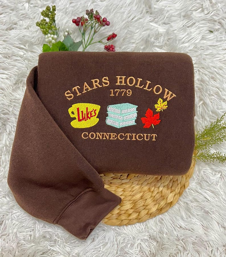 Embroidered Stars Hollow Connecticut Sweatshirt, Stars Hollow Hoodie ,Luke's Dinner Sweatshirt, gilmore girl book, Autumn, halloween seasons EMHA0609