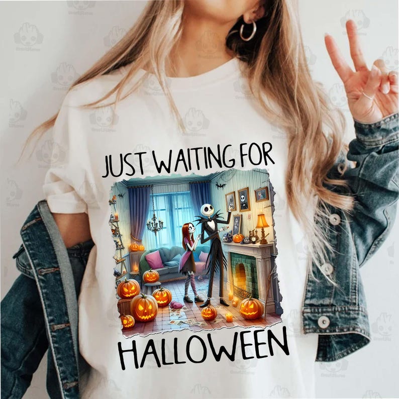 Halloween Nightmare Couple Png, Just Waiting For Halloween Png, Halloween Cartoon Nightmare Png, Halloween Png, Digital Download HW1408 10