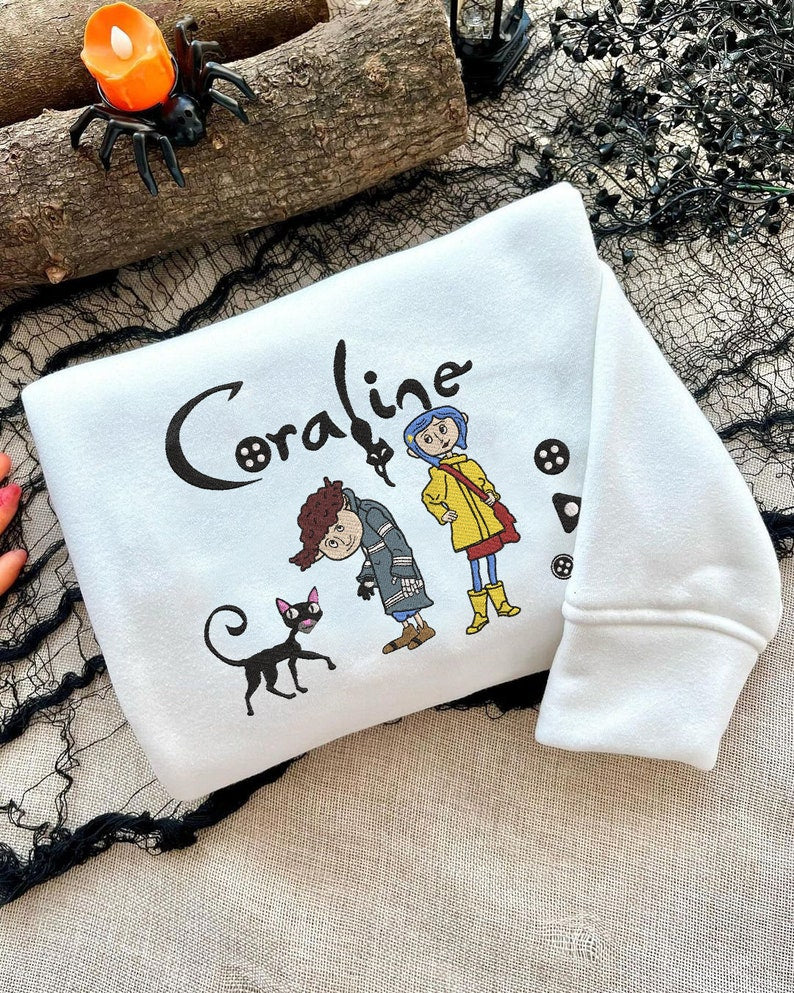 Cora.line and Wy.bie Embroidered Sweatshirt, Couple Matching Embroidered T-Shirt, Halloween Hoodie Shirt, Anniversary Gift, Gift For Her 1 EMHA0509