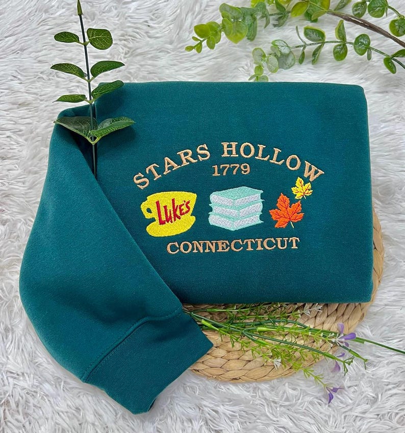 Embroidered Stars Hollow Connecticut Sweatshirt, Stars Hollow Hoodie ,Luke's Dinner Sweatshirt, gilmore girl book, Autumn, halloween seasons EMHA0609