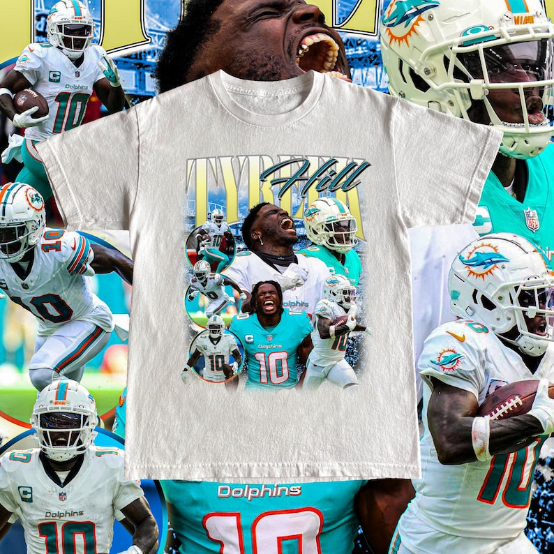 Vintage Tyreek Hill Shirt - Football Tee, Custom Vintage Design, 90s Graphic Tee, Unisex, Retro, Miami Dolphins Team T Shirt