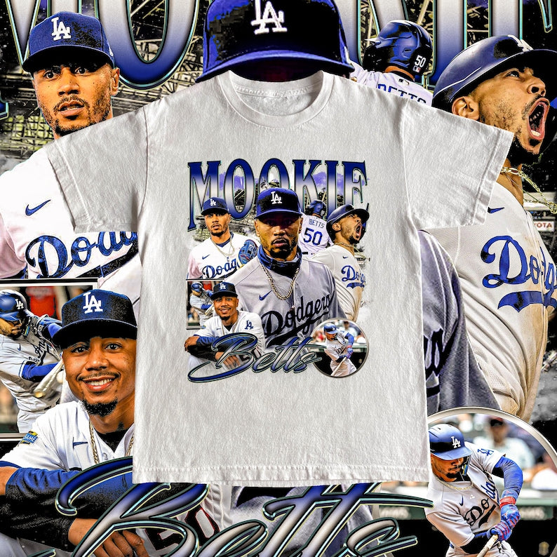 Vintage Mookie Betts Shirt - MLB Fan, Custom Vintage Design, Unisex High Quality Tee, Retro, Baseball Los Angeles Dodgers Team