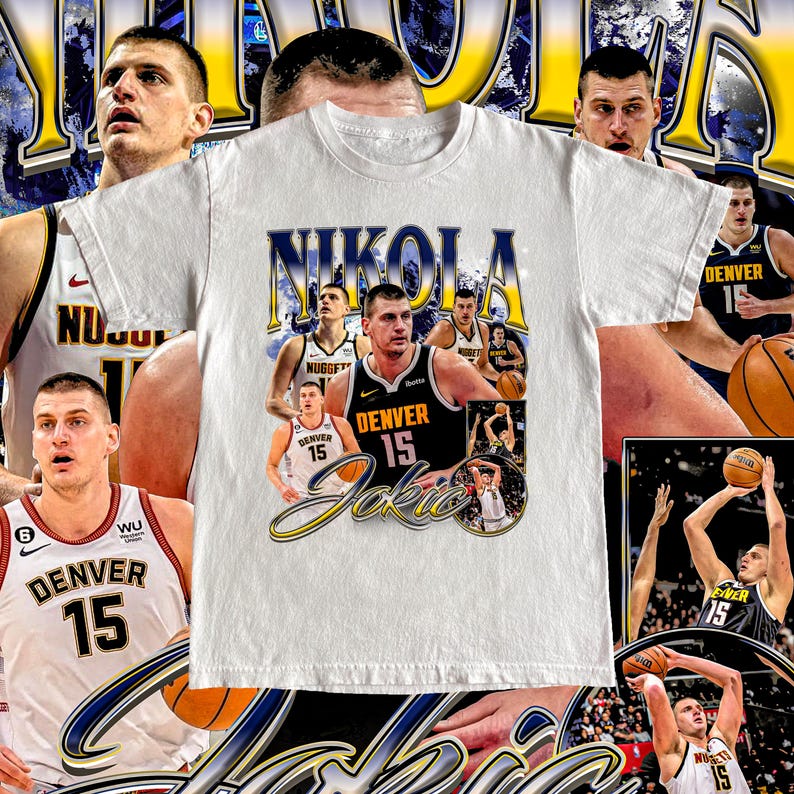 Vintage Nikola Jokic Shirt - The Joker High Quality T Shirt Custom Vintage Design NBA Player Basketball Fan Gift Denver Nuggets Tee