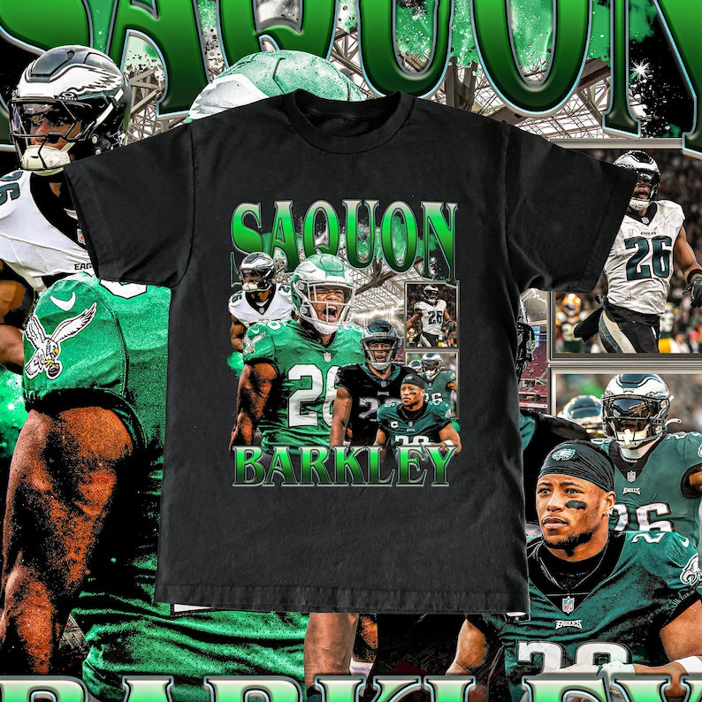 Vintage Saquon Barkley Shirt - Football T Shirt Custom Vintage Design 90s Graphic Tee Unisex Bootleg Retro NFL Gift Philadelphia Eagles Team