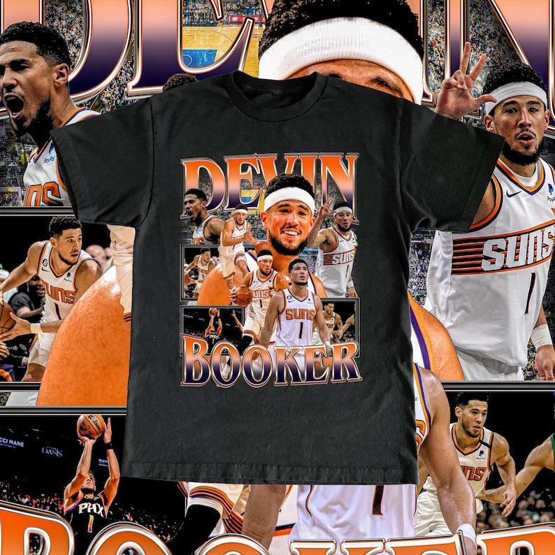 Vintage Devin Booker Tee - High Quality T Shirt Custom Vintage Design NBA Player Basketball Fan Gift Phoenix Suns Shirt