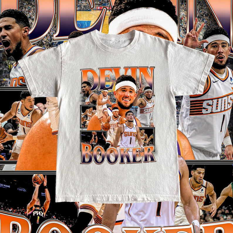 Vintage Devin Booker Tee - High Quality T Shirt Custom Vintage Design NBA Player Basketball Fan Gift Phoenix Suns Shirt