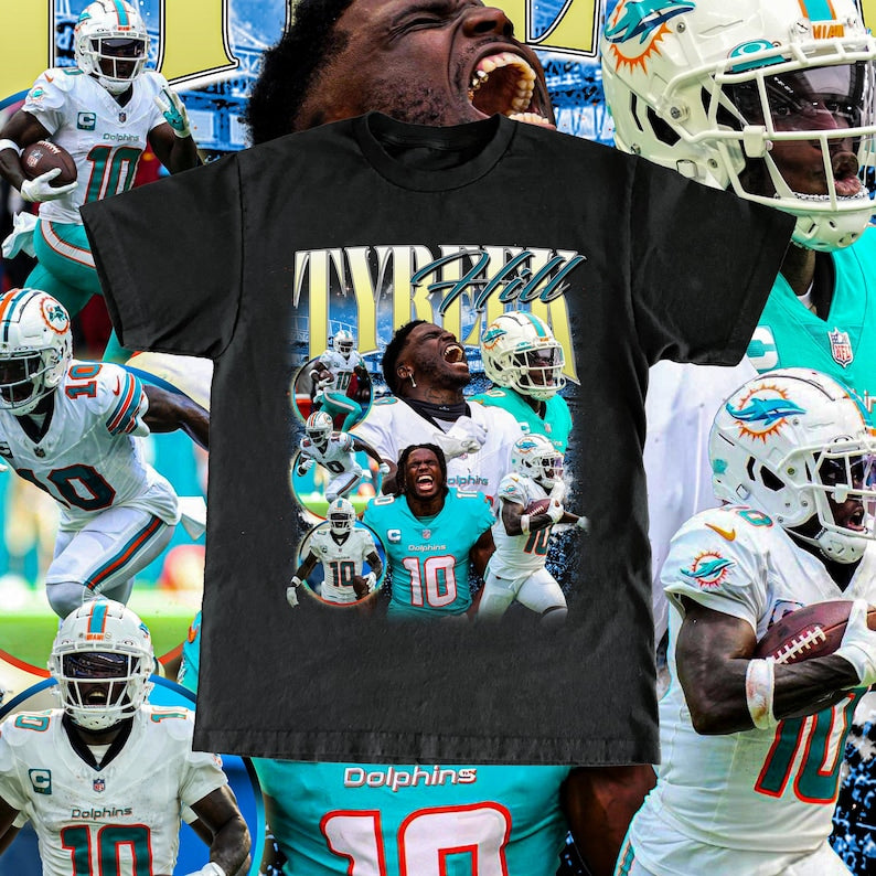 Vintage Tyreek Hill Shirt - Football Tee, Custom Vintage Design, 90s Graphic Tee, Unisex, Retro, Miami Dolphins Team T Shirt