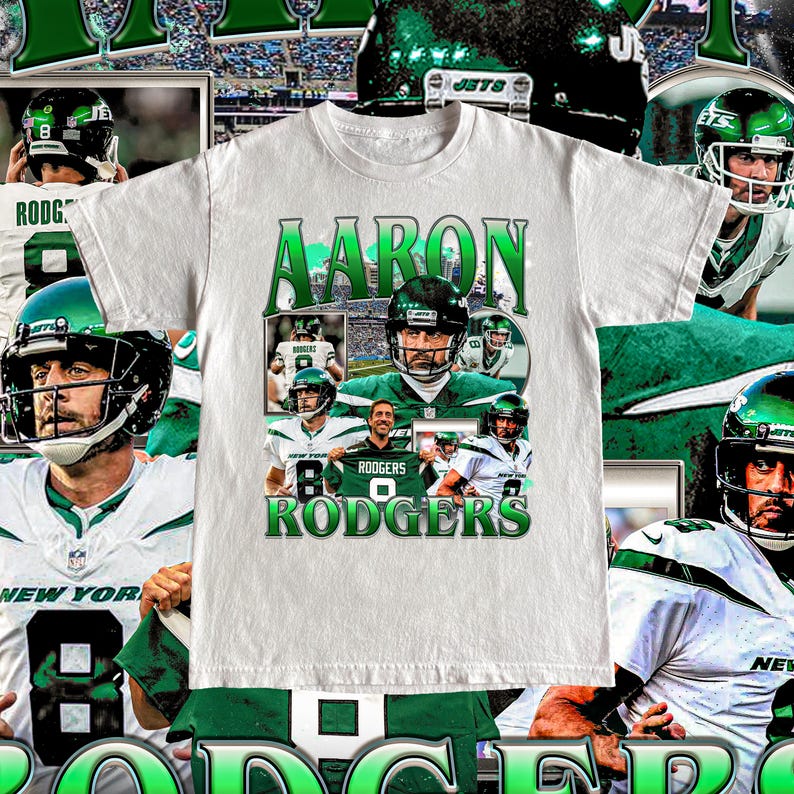 Vintage Aaron Rodgers Shirt - Football Tee, Custom Vintage Design, 90s Graphic Tee, Unisex, Retro, NFL Gift, Jets Team T Shirt