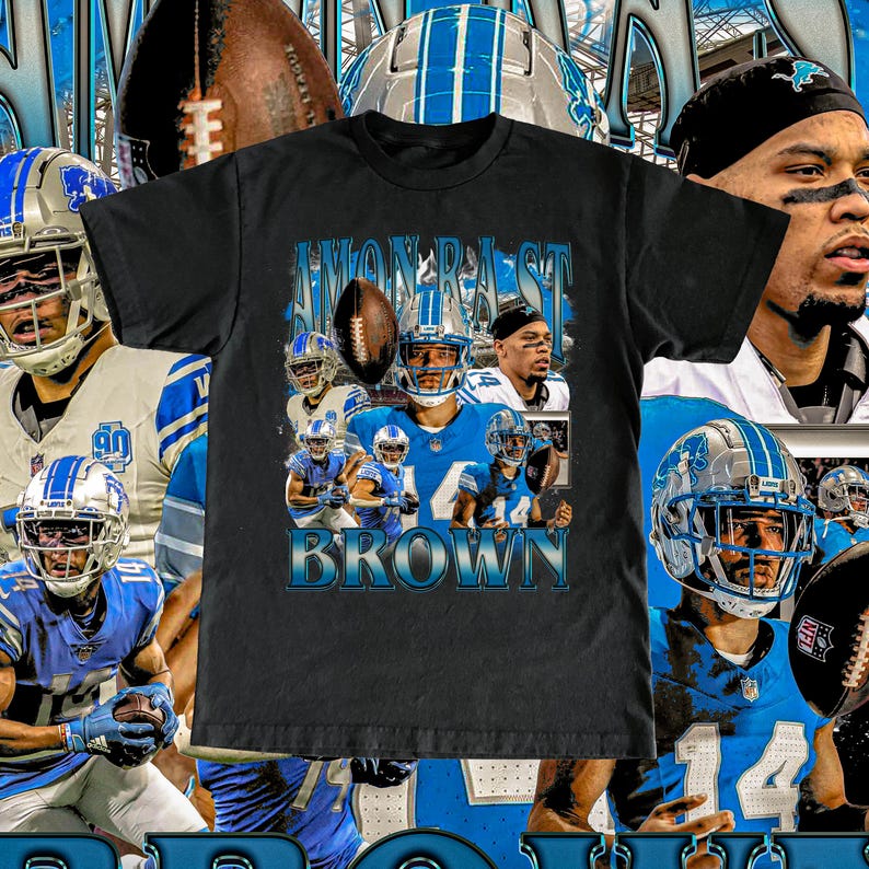 Vintage Amon-Ra St. Brown Shirt - Football Tee, Custom Vintage Design, 90s Graphic Tee, Unisex, Retro, Detroit Lions Team T Shirt