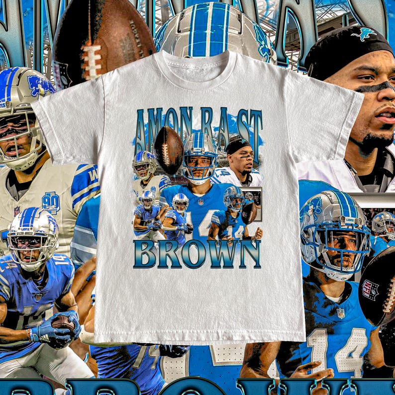 Vintage Amon-Ra St. Brown Shirt - Football Tee, Custom Vintage Design, 90s Graphic Tee, Unisex, Retro, Detroit Lions Team T Shirt