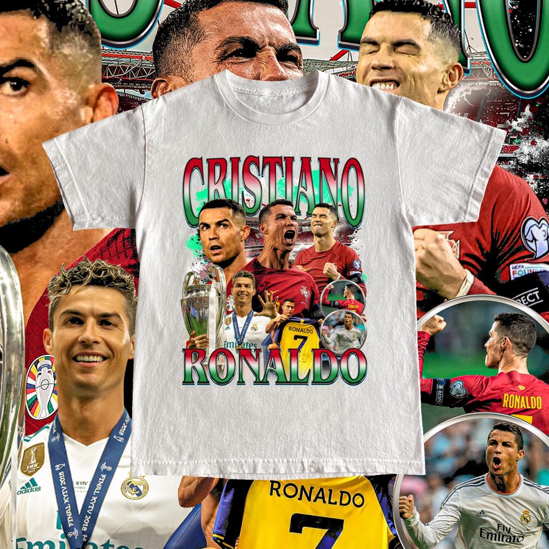 Vintage Cristiano Ronaldo Shirt - Football, Soccer Custom Vintage Design, High Quality T Shirt, CR7 Tee, Portugal