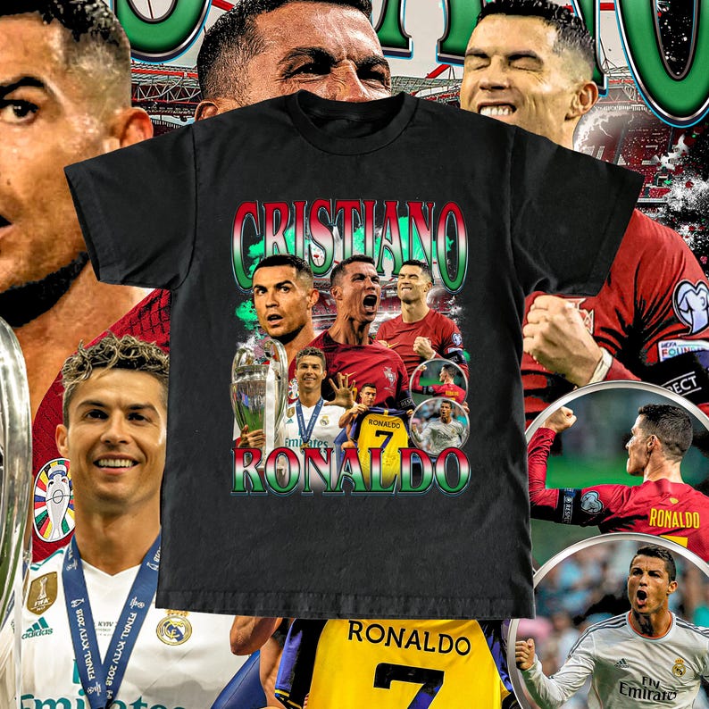 Vintage Cristiano Ronaldo Shirt - Football, Soccer Custom Vintage Design, High Quality T Shirt, CR7 Tee, Portugal