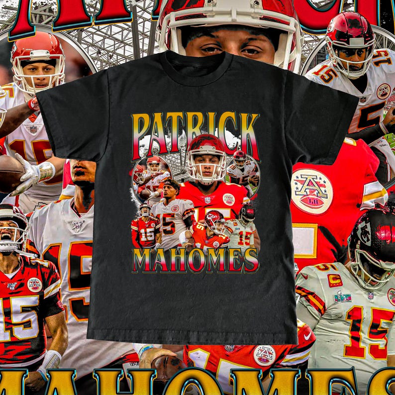 Vintage Patrick Mahomes Shirt - Football T Shirt Custom Vintage Design 90s Graphic Tee Unisex Bootleg Retro NFL Gift Kansas City Chiefs Team