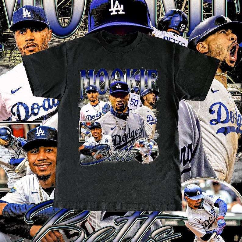 Vintage Mookie Betts Shirt - MLB Fan, Custom Vintage Design, Unisex High Quality Tee, Retro, Baseball Los Angeles Dodgers Team