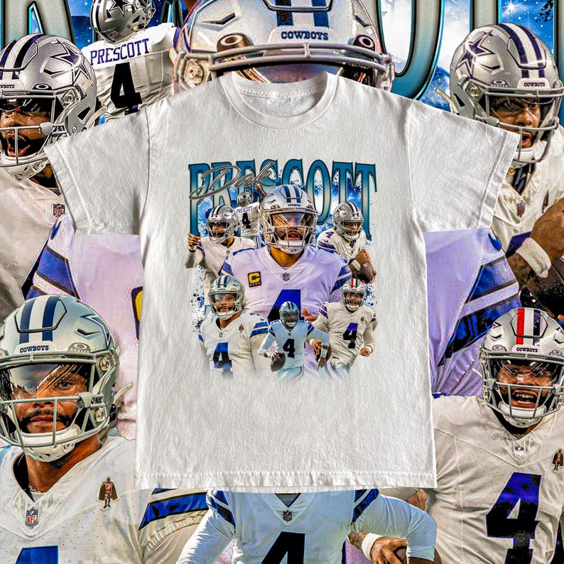 Vintage Dak Prescott Shirt - Football Tee, Custom Vintage Design, 90s Graphic Tee, Unisex, Retro, Gift, Dallas Cowboys T Shirt