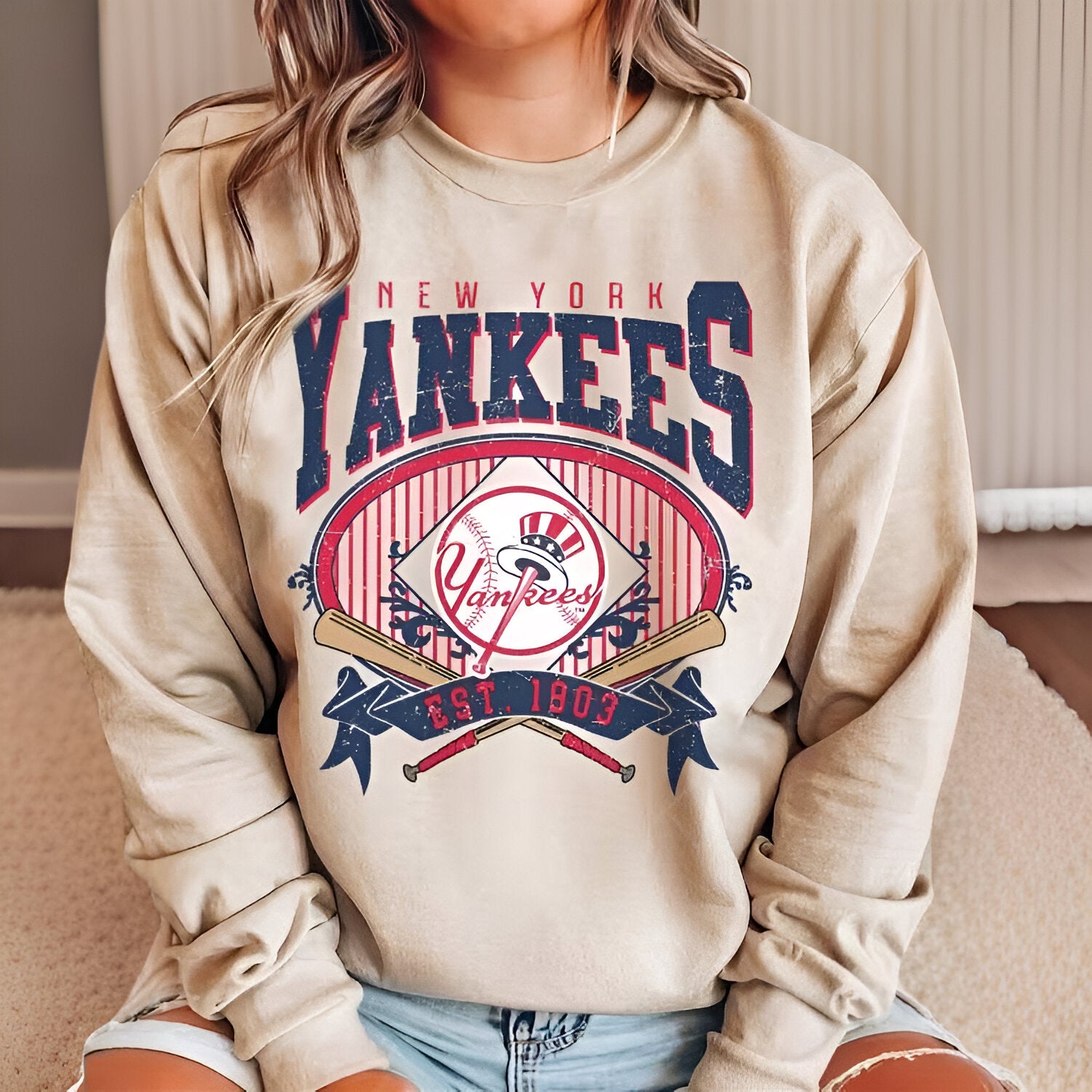 Vintage Yankees Sweatshirt, Retro Yankees Crewneck 2024 TM22