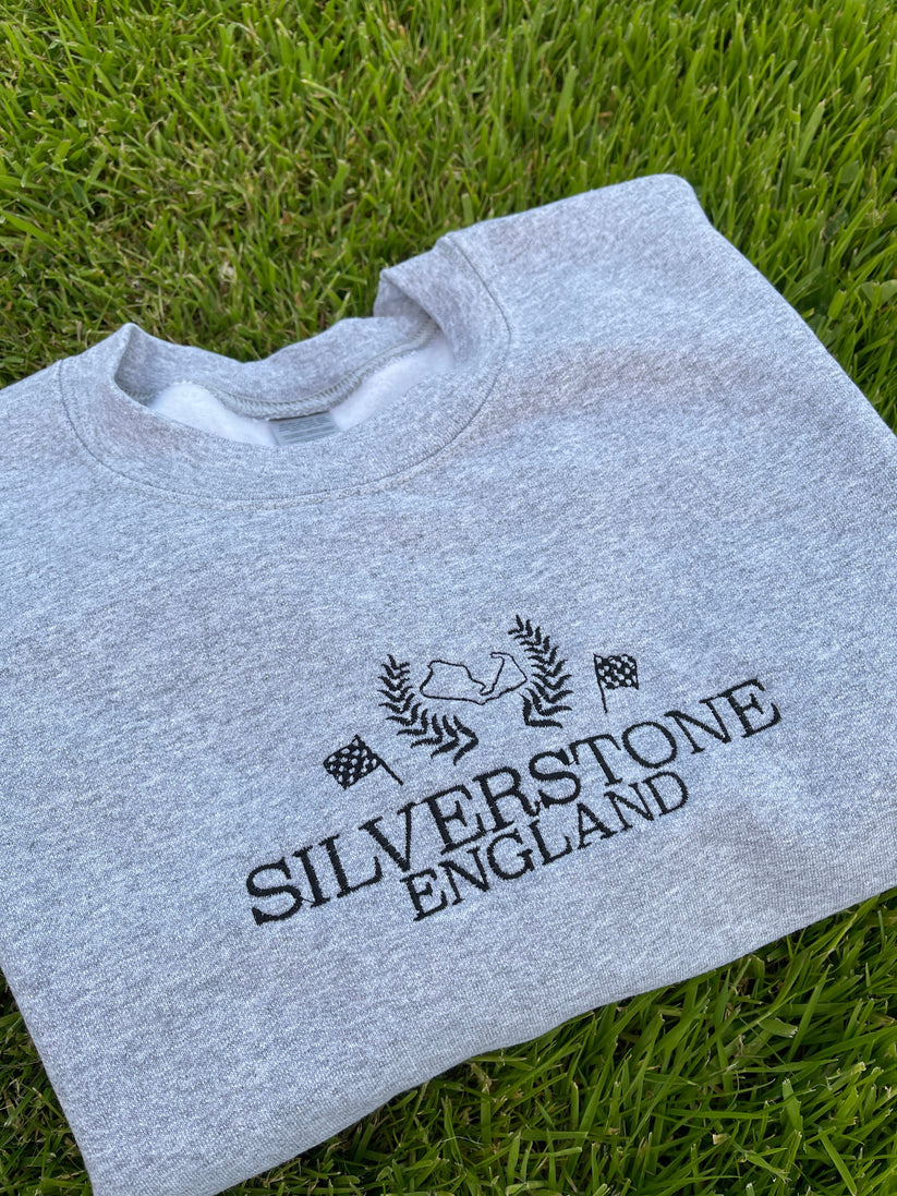 Silverstone Circuit Embroidered Crewneck with custom coloured embroidery EM1209T