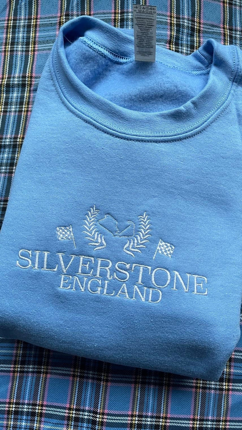 Silverstone Circuit Embroidered Crewneck with custom coloured embroidery EM1209T