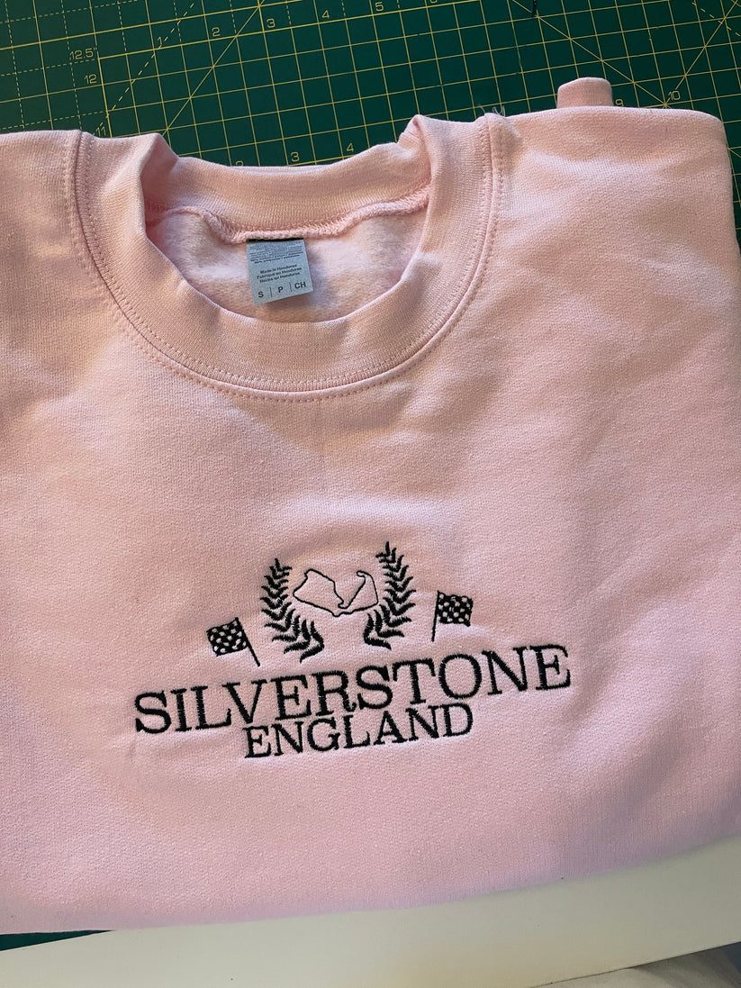 Silverstone Circuit Embroidered Crewneck with custom coloured embroidery EM1209T