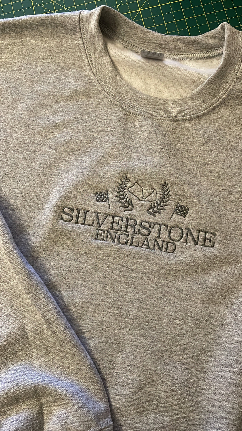 Silverstone Circuit Embroidered Crewneck with custom coloured embroidery EM1209T
