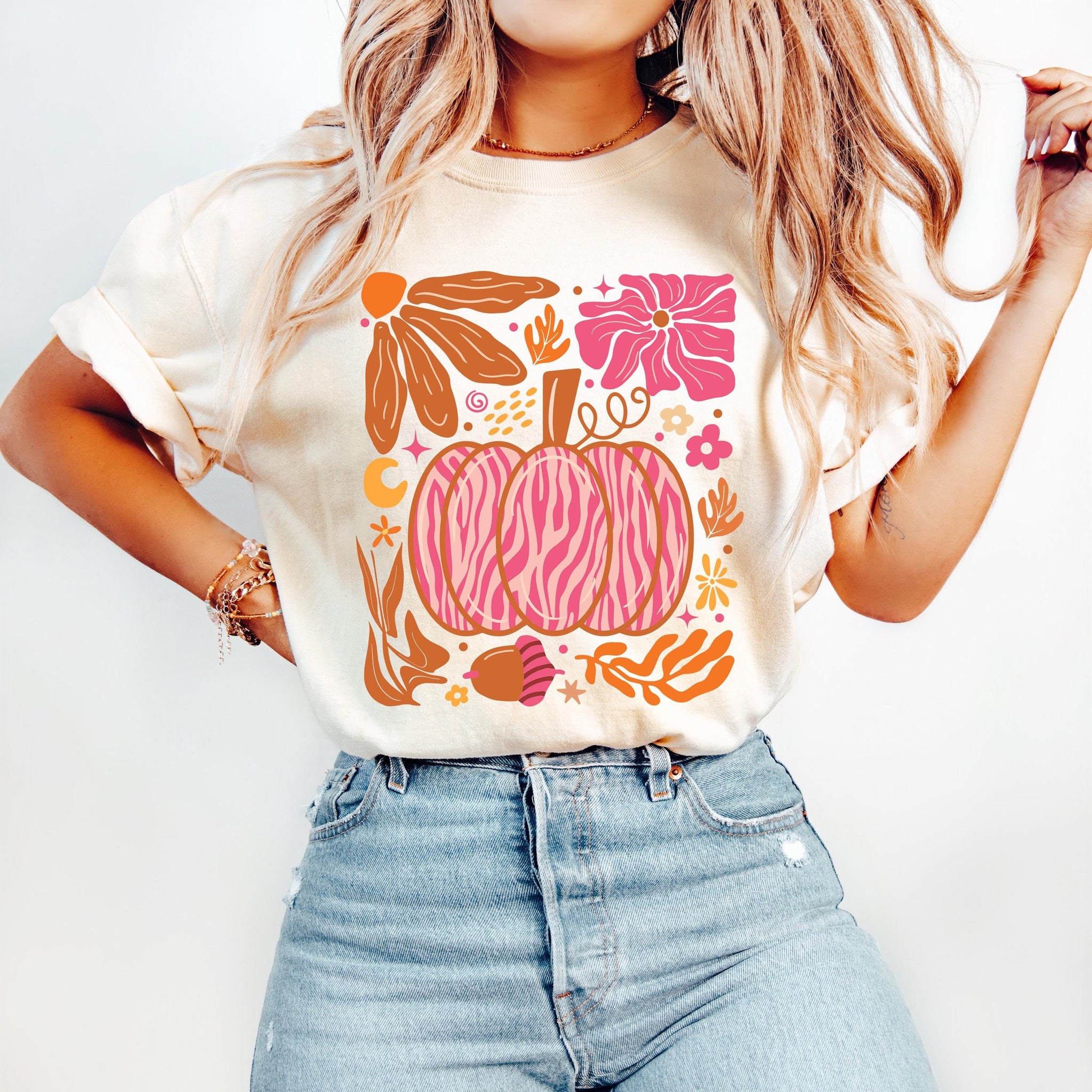 Leopard Pink Pumpkin Shirt, Boho Floral Fall Shirt, Retro Fall Shirt, Autumn Vibes Shirt, Pumpkin Season Shirt, Leopard Pumpkin Shirt, Fall Sublimation HW1908 17