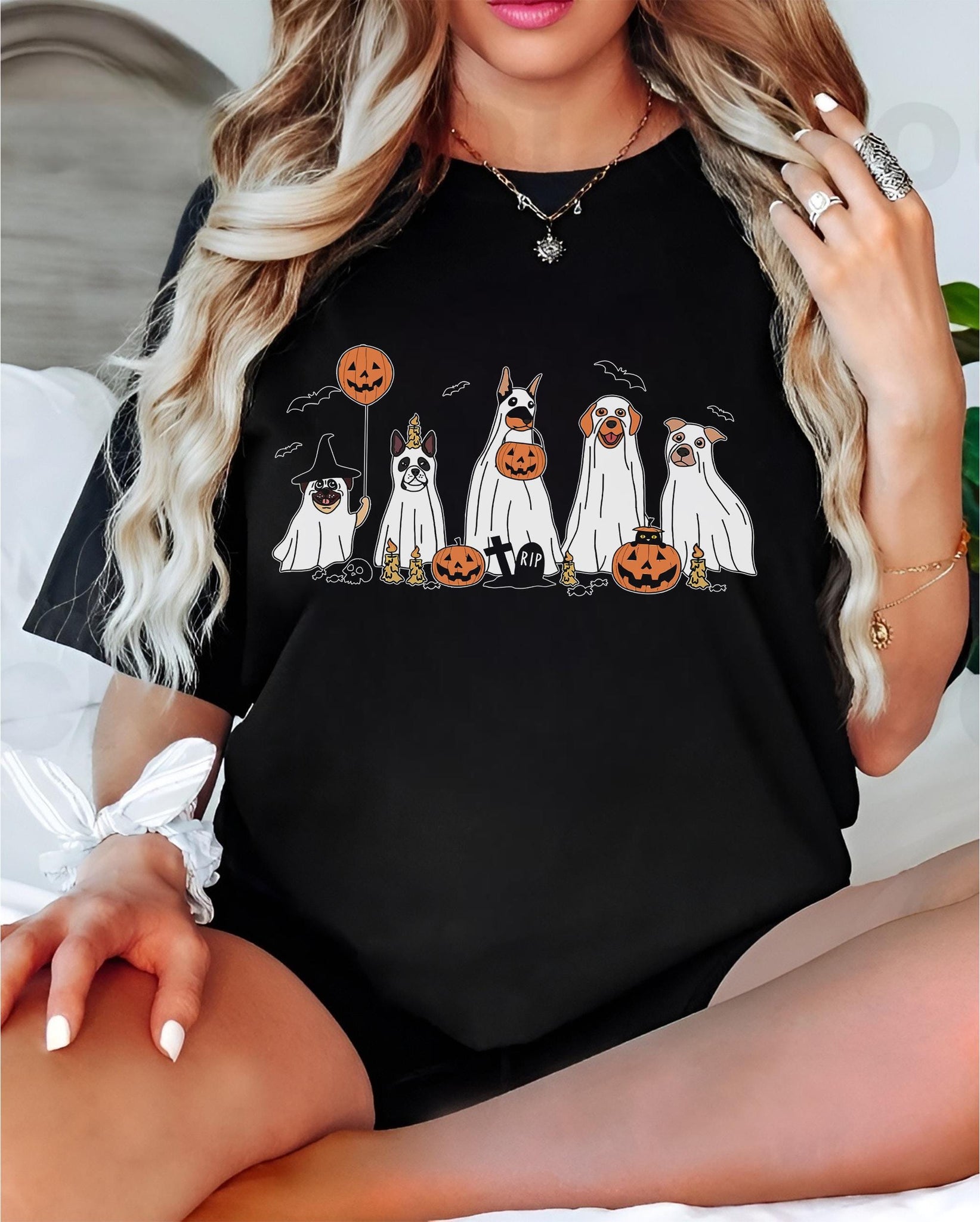 Retro Ghost Dog Shirt, Spooky Season Shirt, Halloween Ghost Dog Shirt, Halloween Pumpkin Dog Shirt, Dog Halloween Shirt, Cute Boo Dog Halloween Shirt HW1908 15