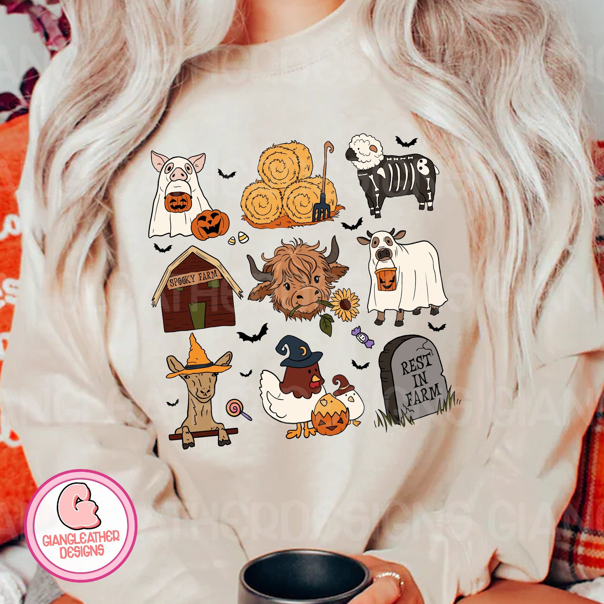 Highland Cow Halloween Shirt,Halloween Shirt,spooky farm Shirt,Western Halloween,Funny Halloween animals Shirt,Ghost Chicken Shirt,Farm Animal Shirt HW1908 21