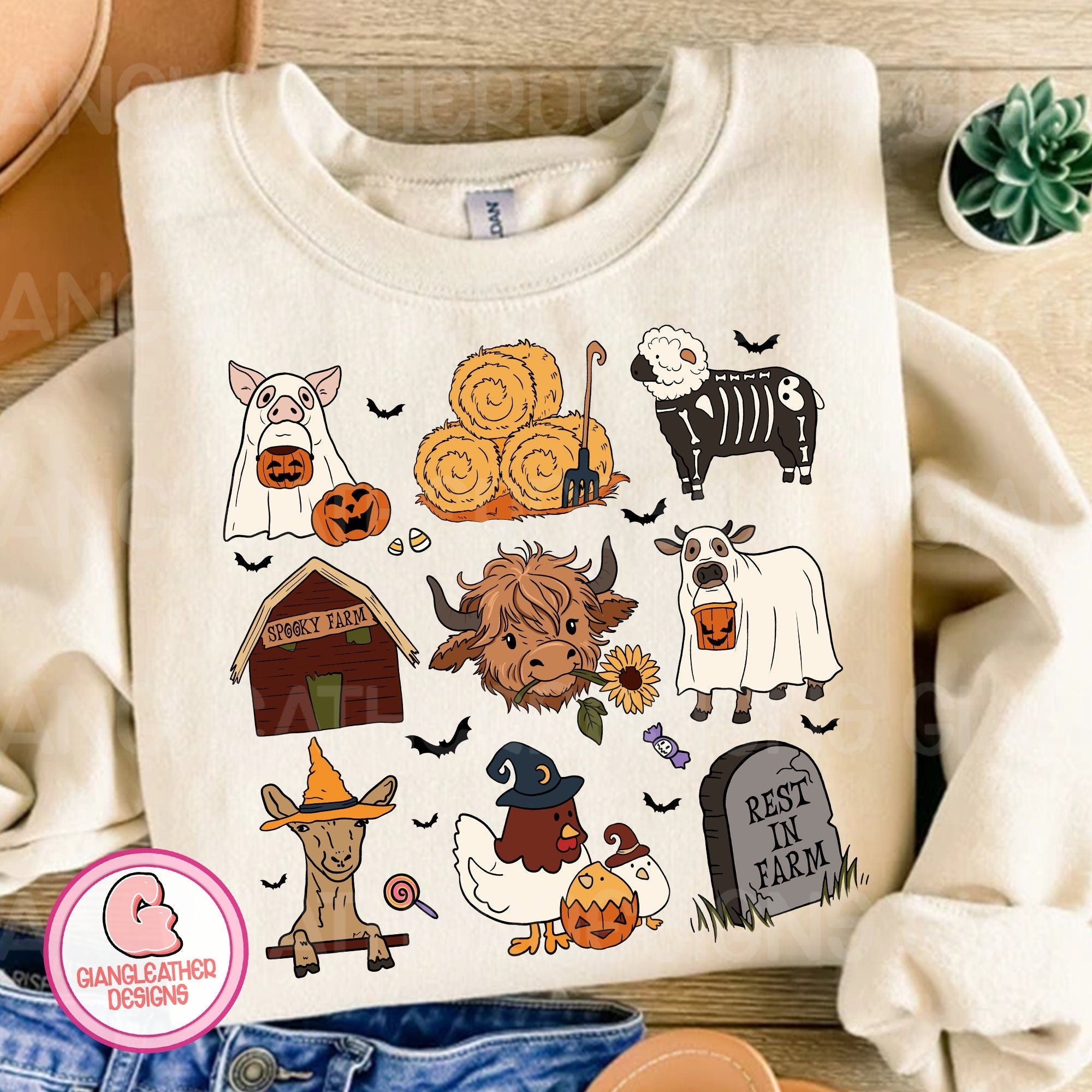 Highland Cow Halloween Shirt,Halloween Shirt,spooky farm Shirt,Western Halloween,Funny Halloween animals Shirt,Ghost Chicken Shirt,Farm Animal Shirt HW1908 21