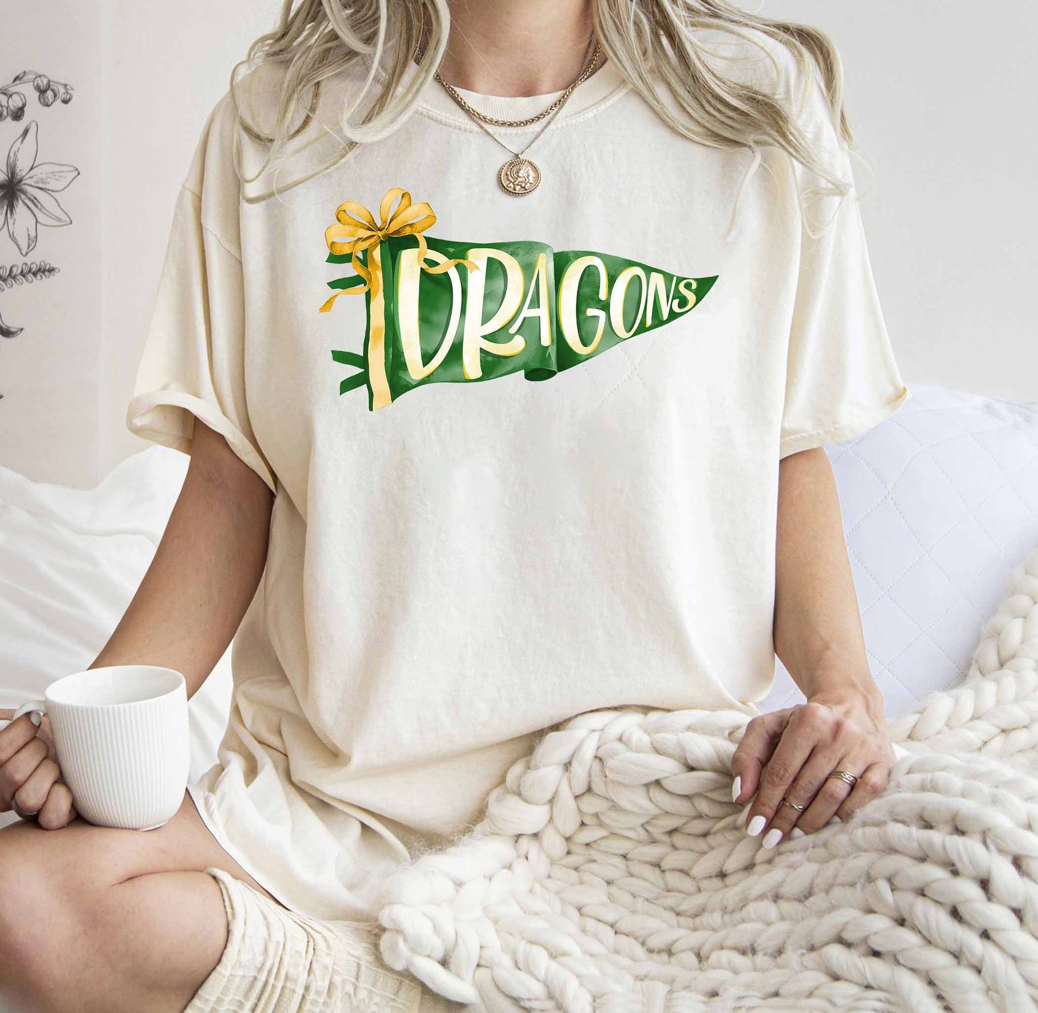 Custom Watercolor Pennants Flag Mascot Shirt, Girly Mascot shirt, School Spirit Shirt, Matching Team Tee, Personalized School Team SC1908 02