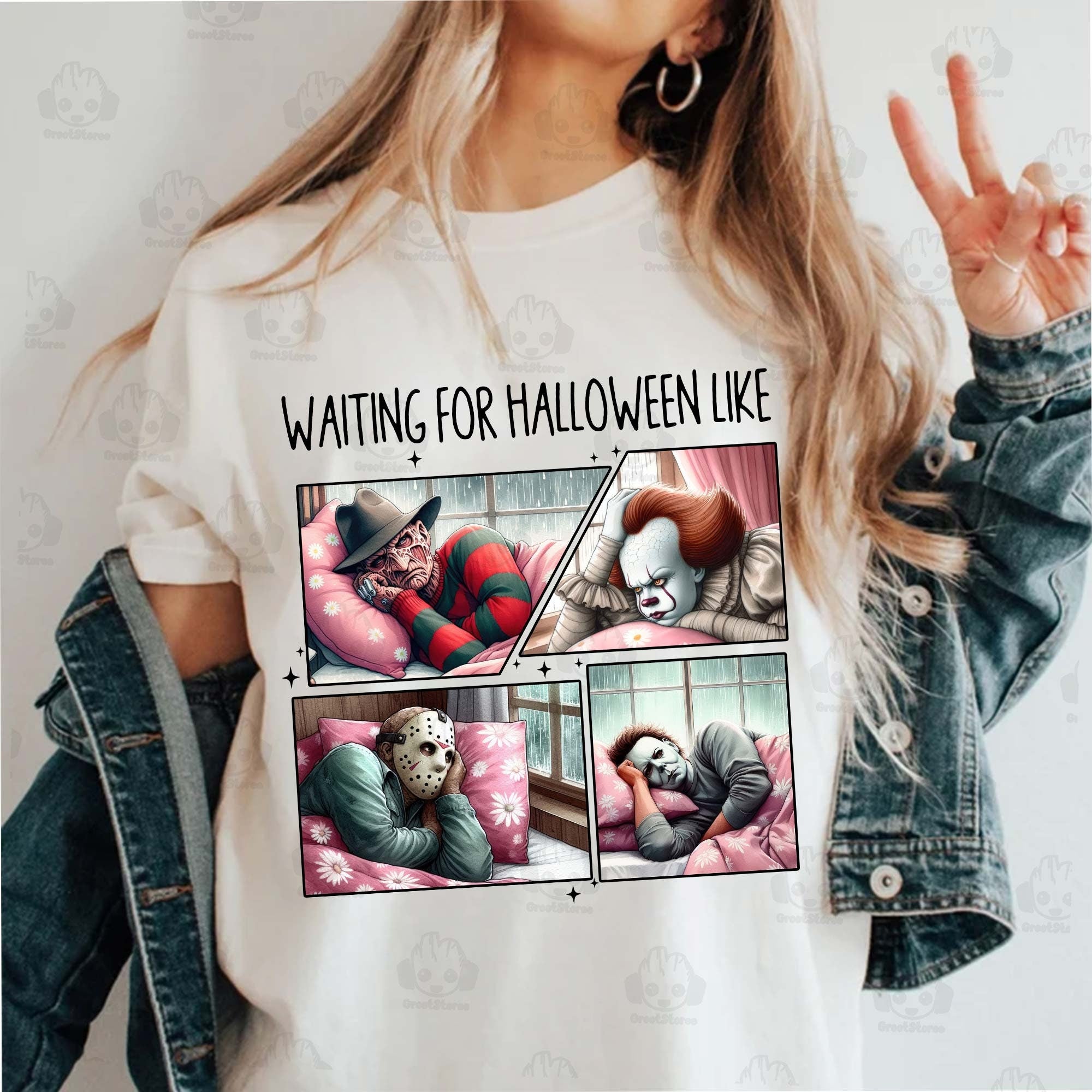 Waiting For Halloween Like Shirt, Halloween Shirt, Horror Movie Characters Shirt, Horror Character Daily Life Shirt, Halloween Shirt, Digital Download HW1708 07