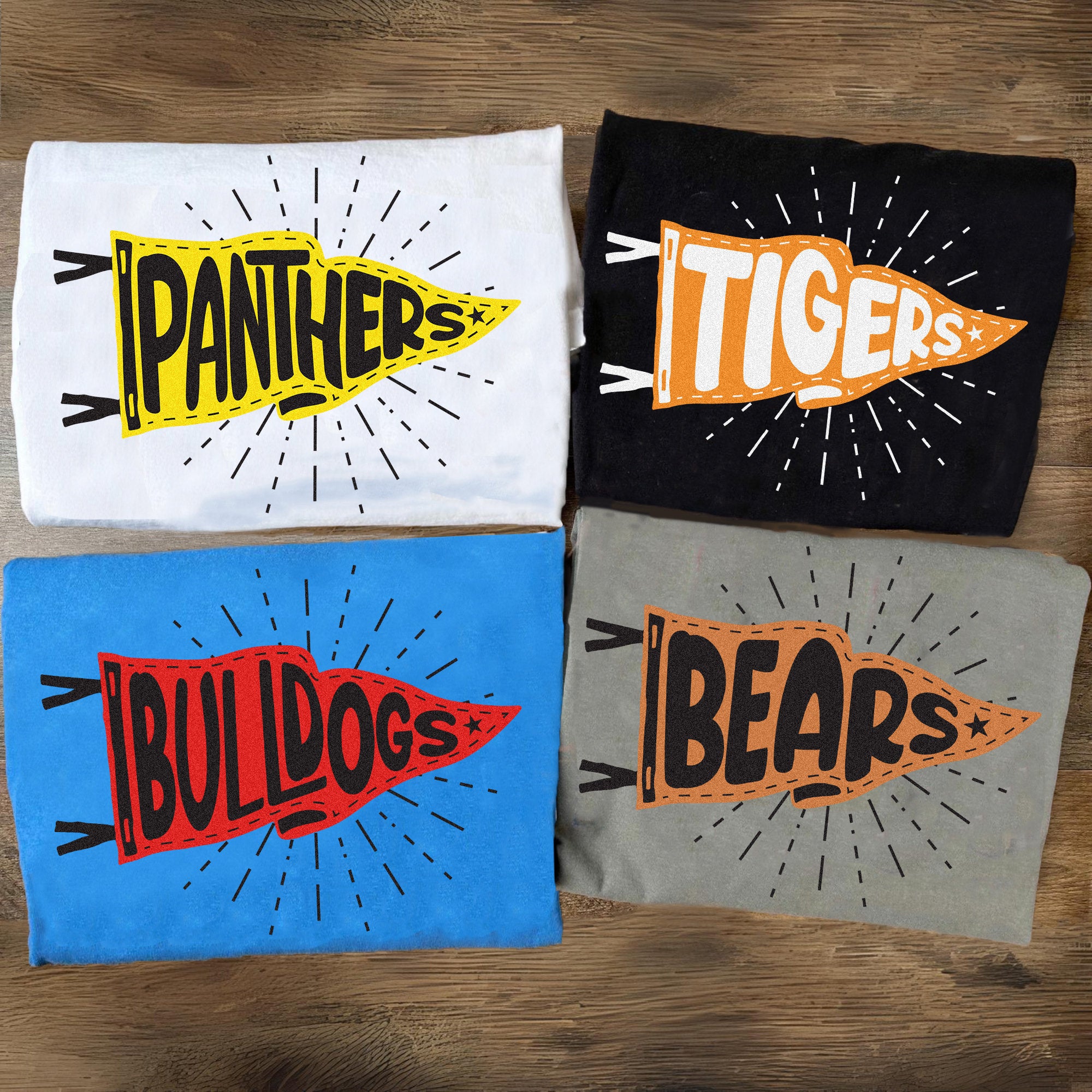 Custom Mascot Pennants Flag Shirt, Pennant Mascot Shirt, School Spirit Shirt, Matching Team Tee, Homecoming Pennant Color, SC1908 01