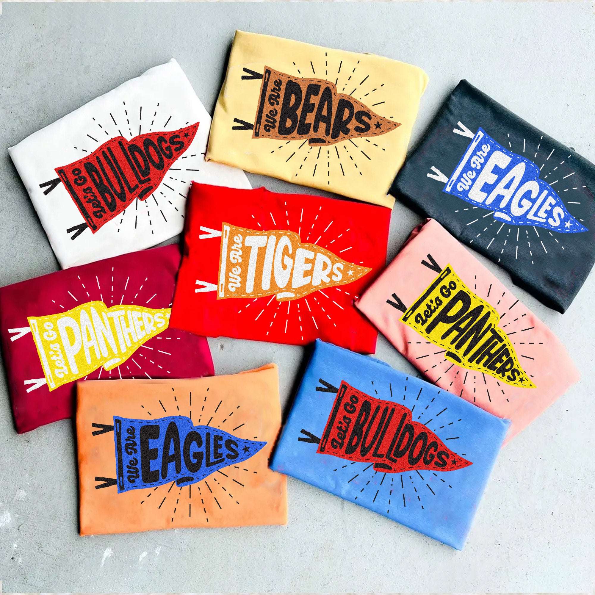 Custom Mascot Pennants Flag Shirt, Pennant Mascot Shirt, School Spirit Shirt, Matching Team Tee, Homecoming Pennant Color, SC1908 03