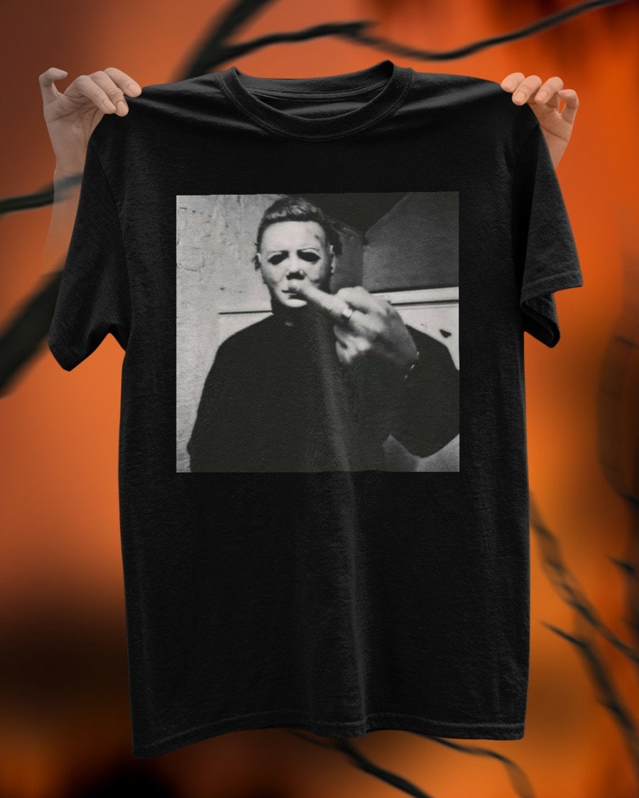 MICHEAL MYERS T-SHIRT, Michael Myers Halloween Middle Finger Horror Movie T-Shirt, Horror Movie Killers T-shirt, Horror Movie Tee HW2108 02