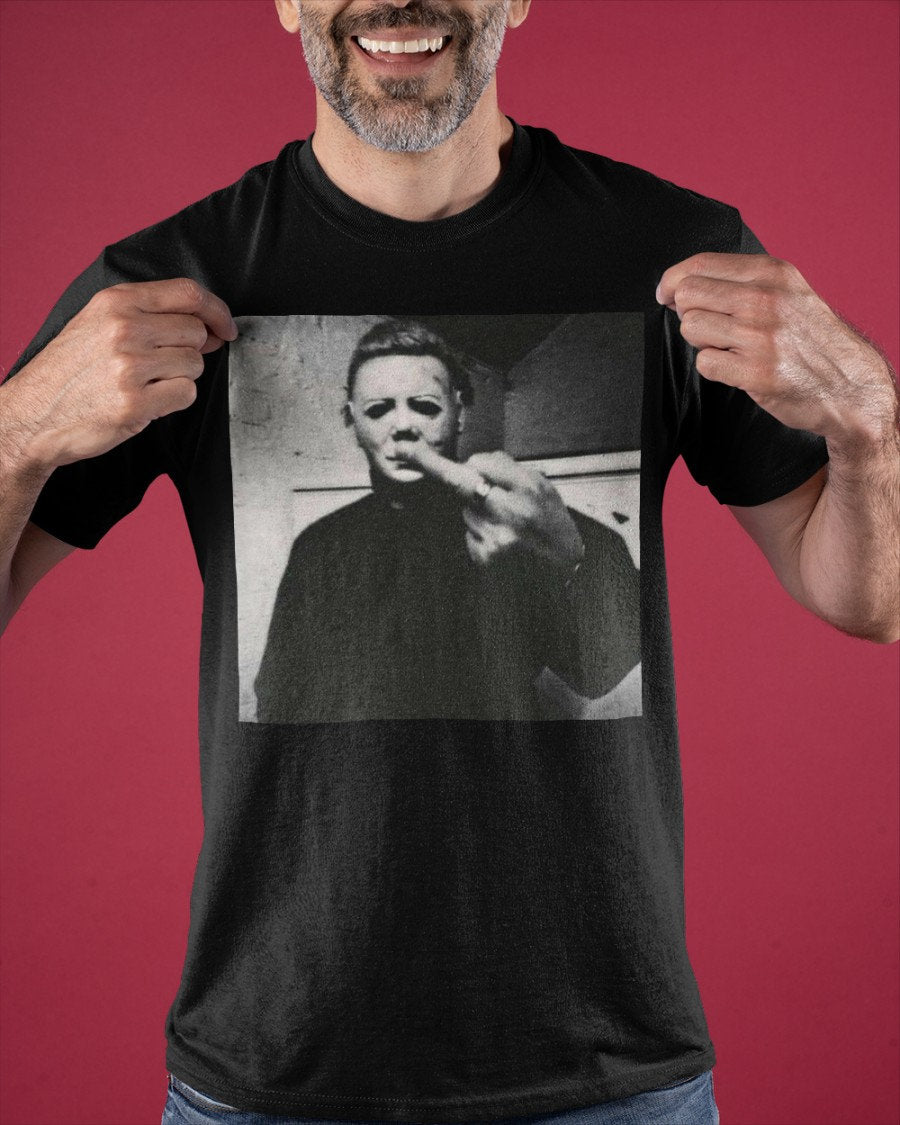 MICHEAL MYERS T-SHIRT, Michael Myers Halloween Middle Finger Horror Movie T-Shirt, Horror Movie Killers T-shirt, Horror Movie Tee HW2108 02