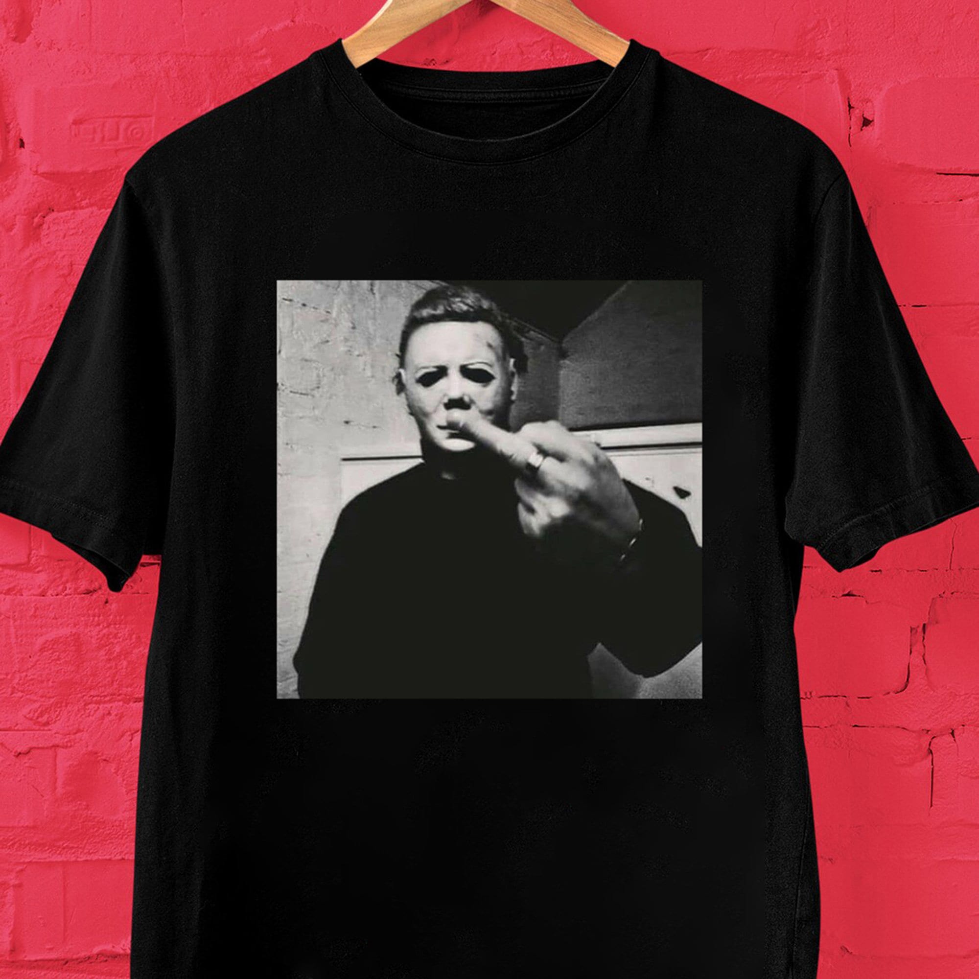 MICHEAL MYERS T-SHIRT, Michael Myers Halloween Middle Finger Horror Movie T-Shirt, Horror Movie Killers T-shirt, Horror Movie Tee HW2108 02