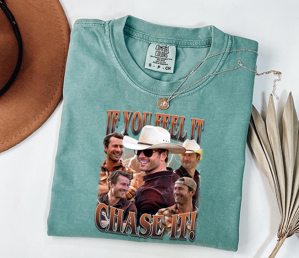 John Candy Tee, If you feel it chase it Glen Powell Shirt, Tyler Owens Twisters Shirt, Vintage Glen Powell Homage Shirt, Twisters Movie Tee HW2113