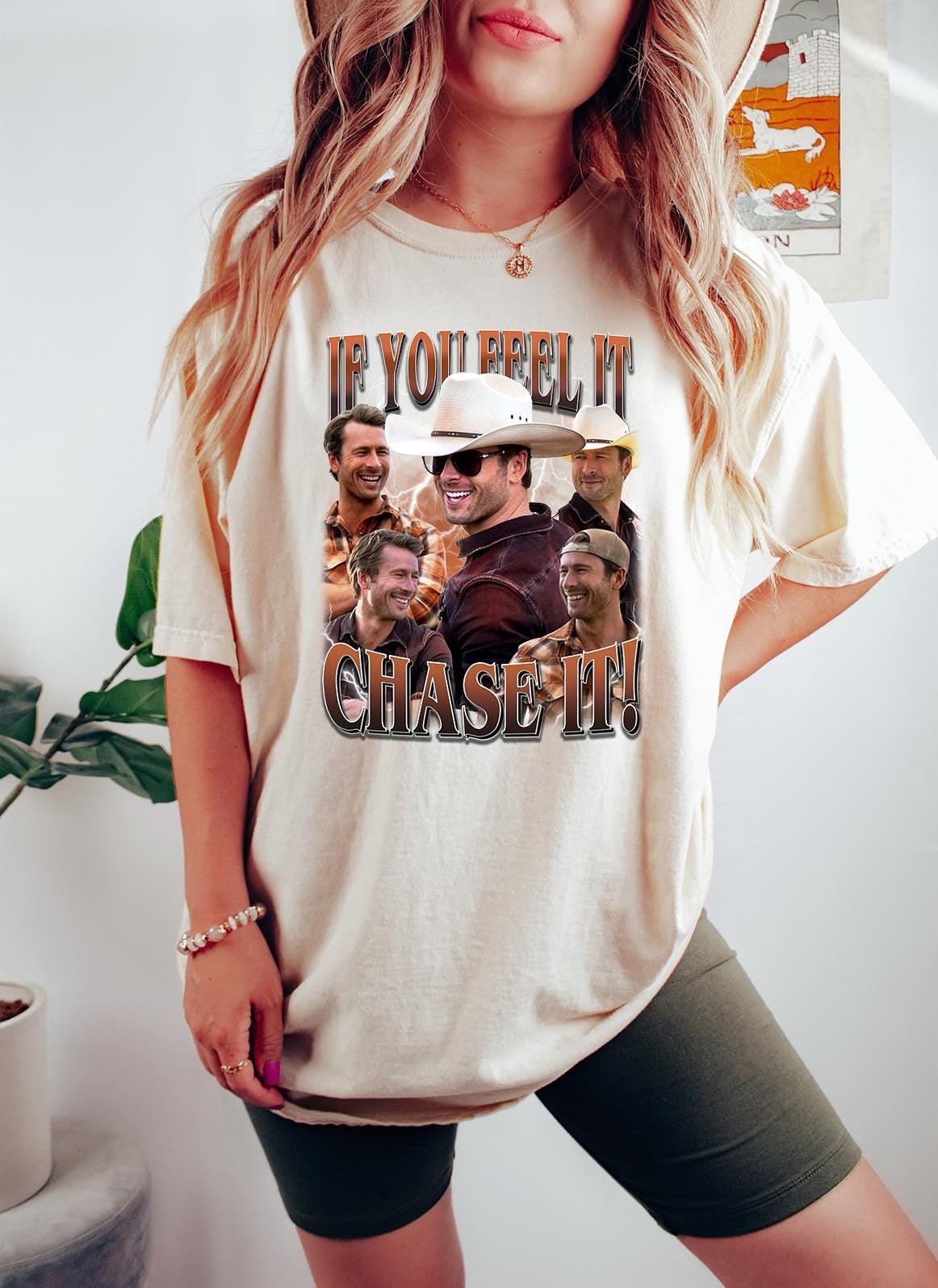 John Candy Tee, If you feel it chase it Glen Powell Shirt, Tyler Owens Twisters Shirt, Vintage Glen Powell Homage Shirt, Twisters Movie Tee HW2108 05