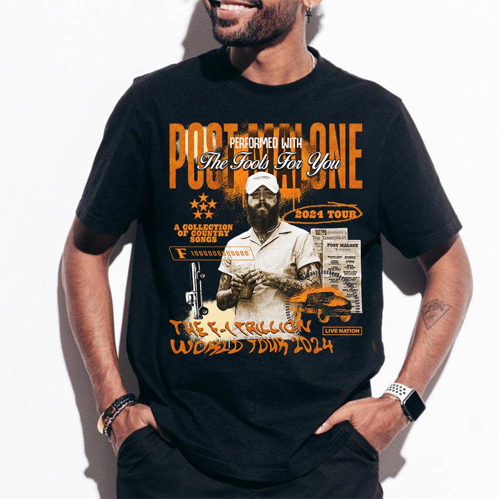 Post Malone Shirt, Post Malone Tour Music Shirt, A Collection Of Country Song List Post Malone Concert 2024 For Fan Unisex Shirt V1 0708M MS2208 25